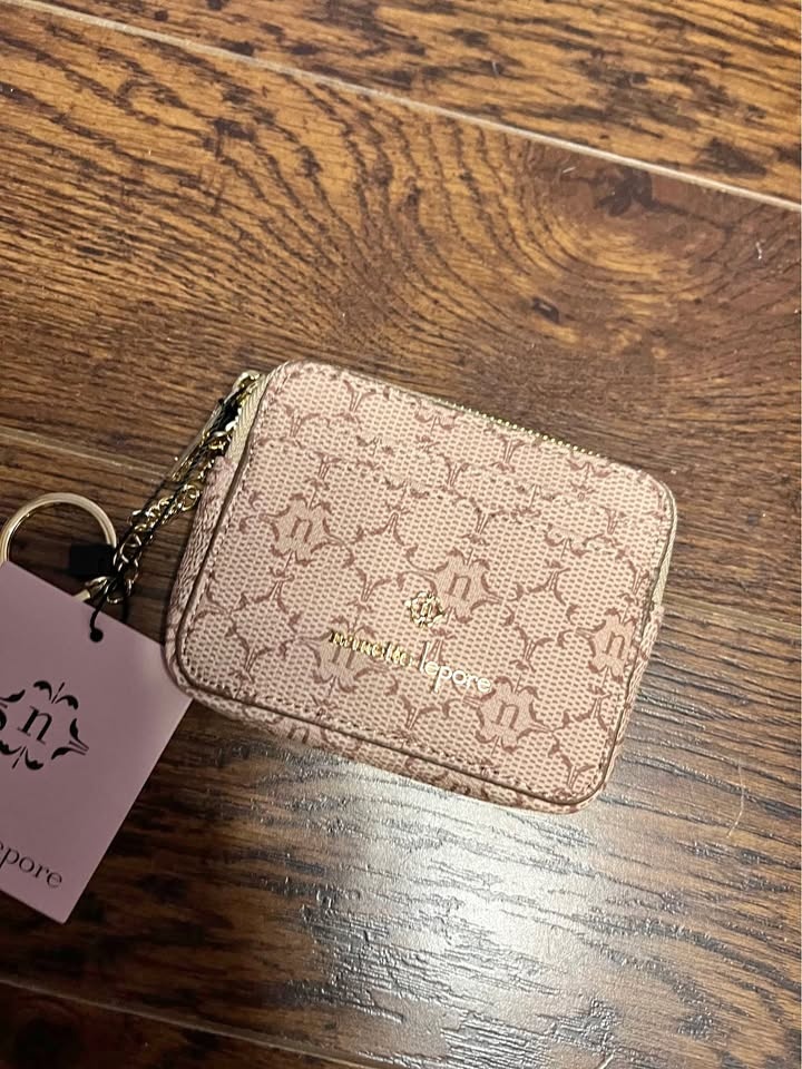 Nanette Lepore Blush Card Wallet with Gold Accents