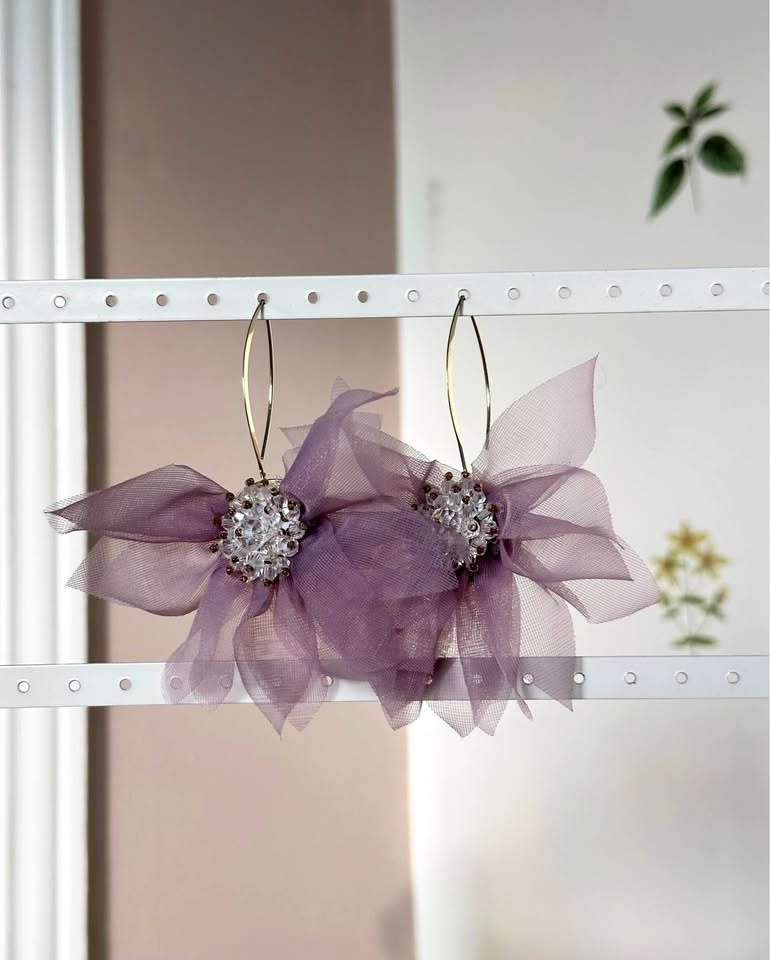 Beautiful oversized flower drop earrings