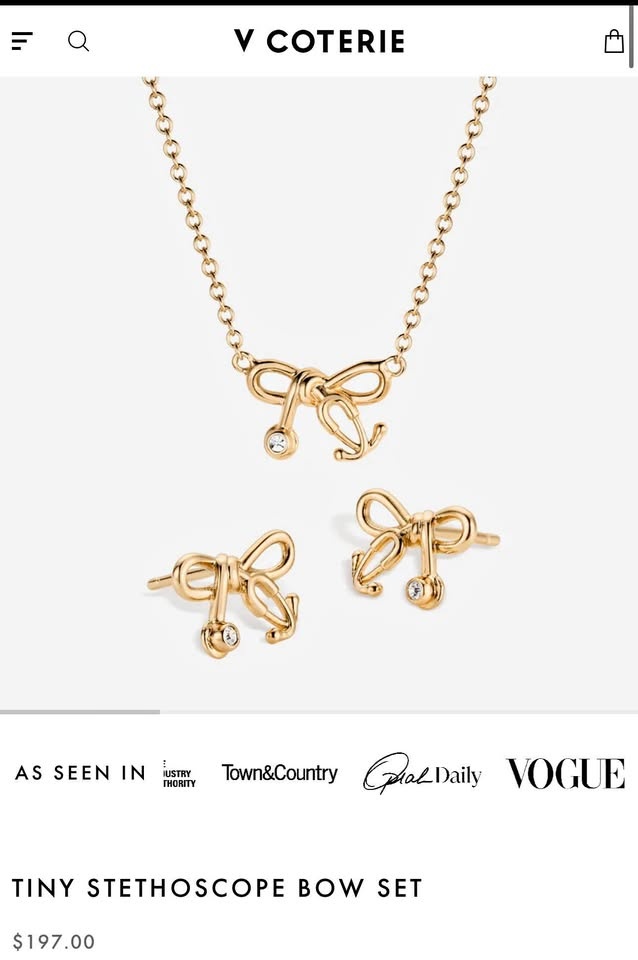 Necklace and Earring Bow Stethoscope Set
