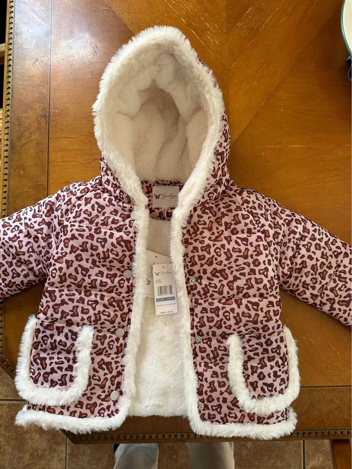 Girls Winter Coat Size 3T Leopard Print Jessica Simpson NWT