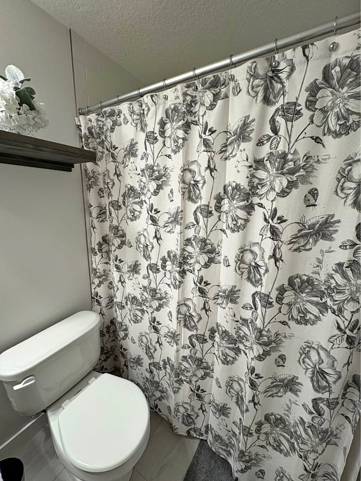 Laura Ashley Shower Curtain - Greyish White Floral