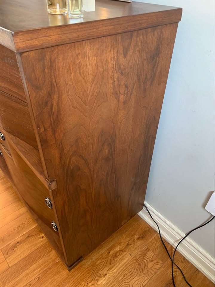 MCM walnut tall boy dresser by Princeville furniture. - photo 5
