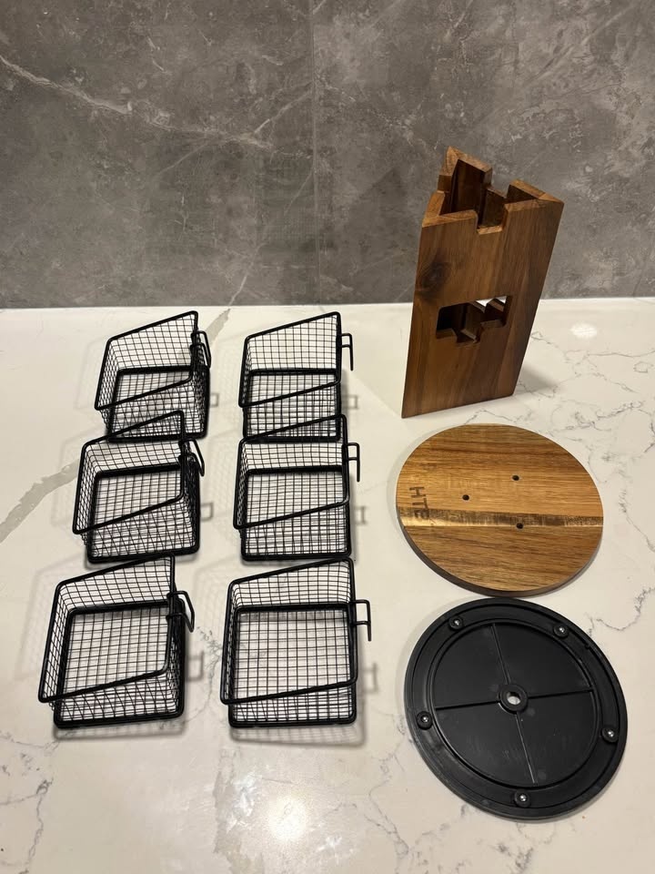 New Tea Bag Organizer Acacia Wood - iron baskets - spins 360 - photo 2
