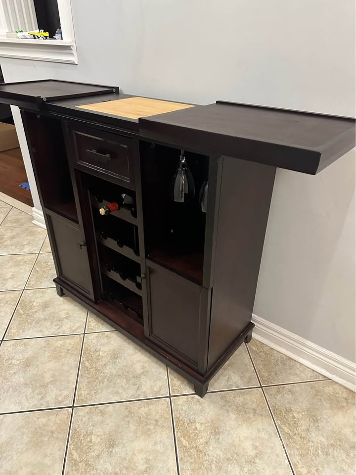 Solid Wood Wine Bar Cabinet / Liquor Storage Cabinet – Foldable - photo 5