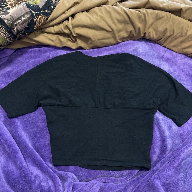 Ardéne Black Cropped T Shirt with Square Neckline - photo 2