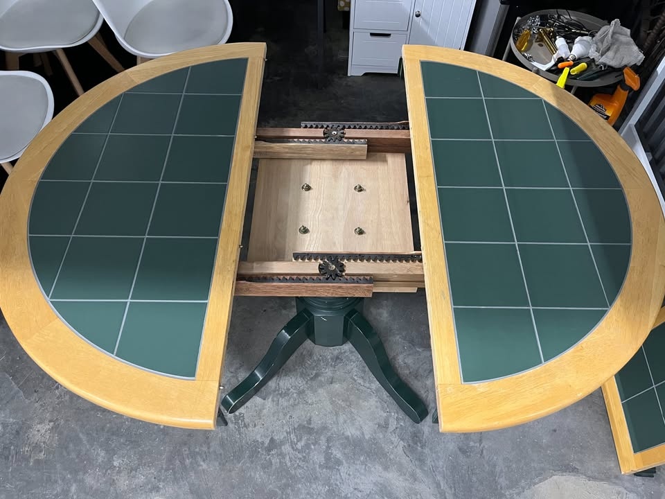 Green Tile Topped Extending Dining Table - photo 2