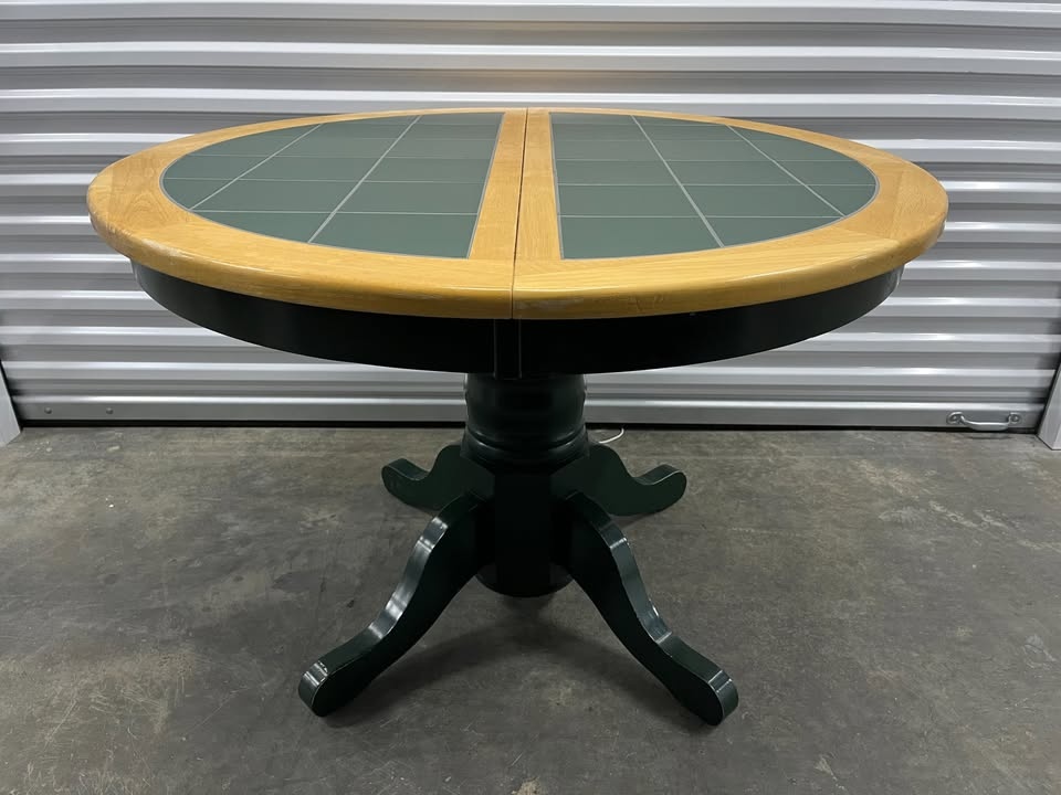 Green Tile Topped Extending Dining Table - photo 3