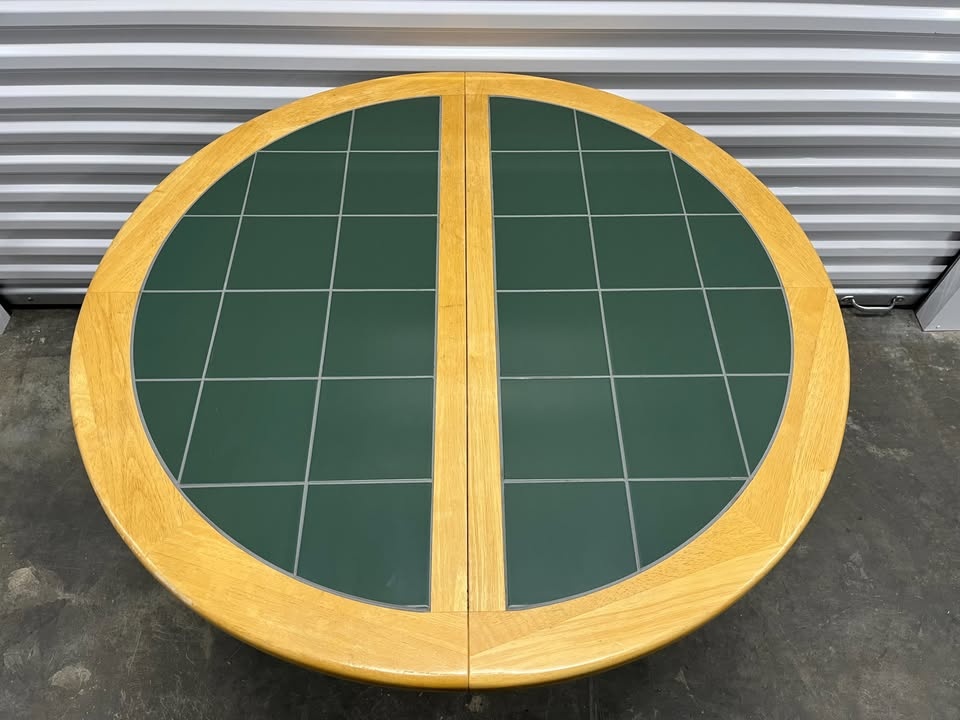 Green Tile Topped Extending Dining Table - photo 4