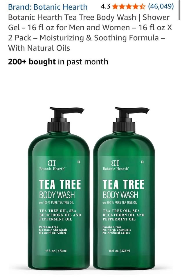 Botanic Hearth Tea Tree Body Wash 2 Pack 16 fl oz