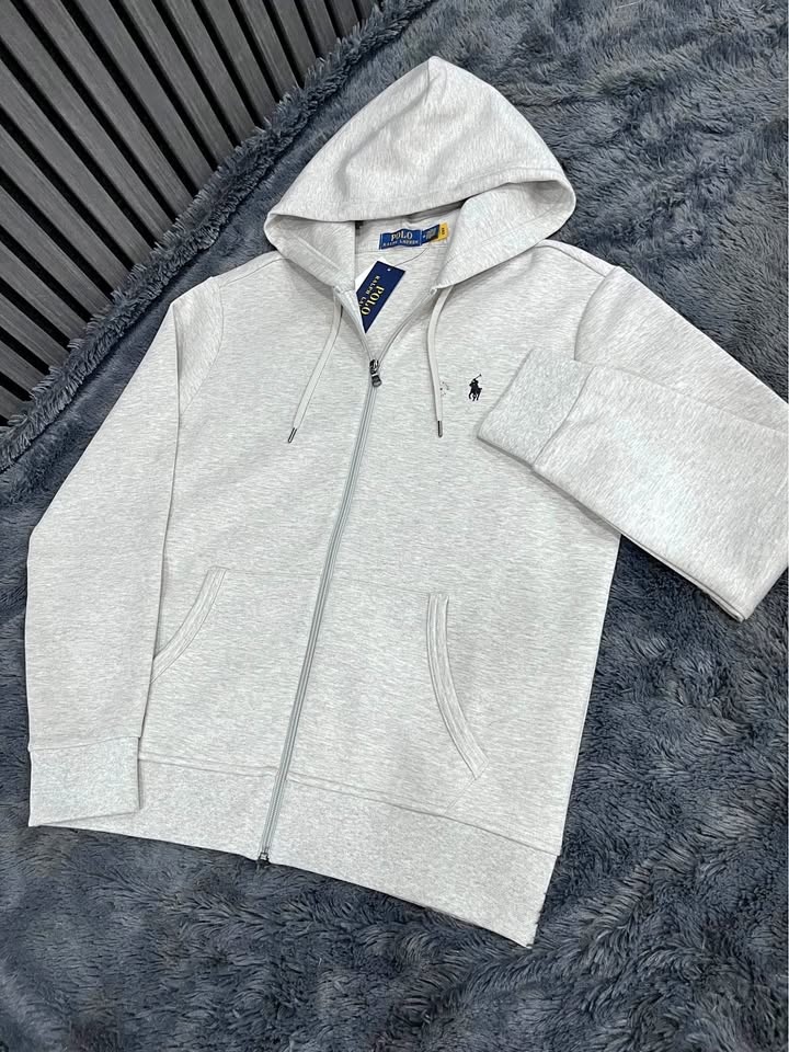 Polo Ralph Lauren Light Grey Full-Zip Hoodie New with Tags