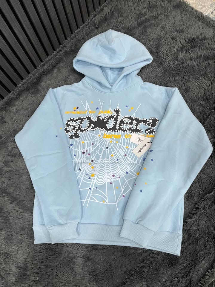 Sp5der Light Blue Spider Web Hoodie M - photo 2