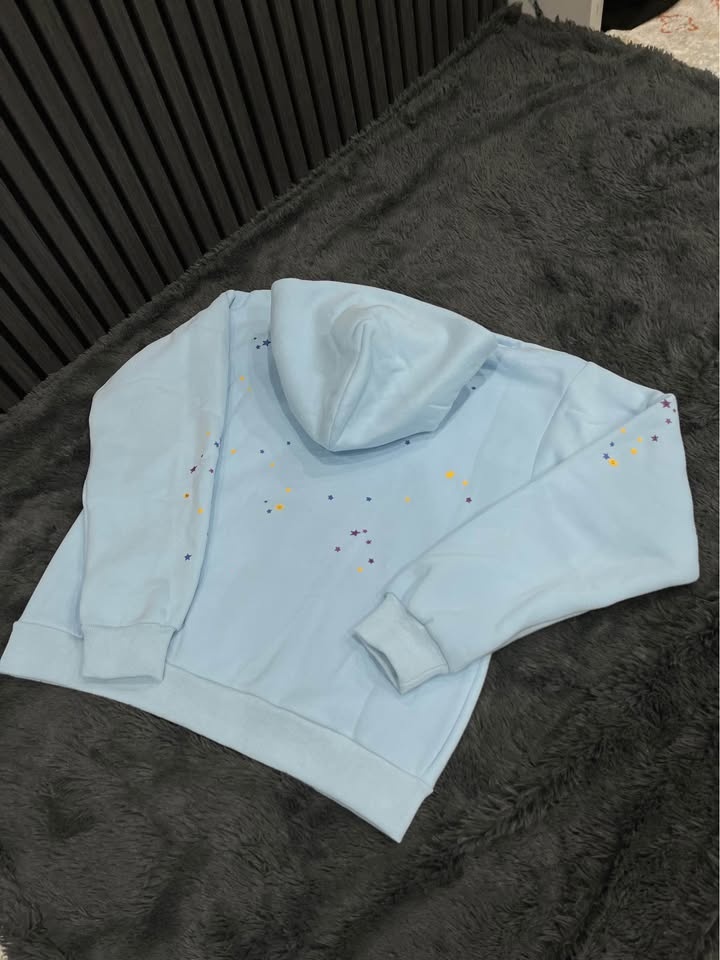 Sp5der Light Blue Spider Web Hoodie M - photo 5