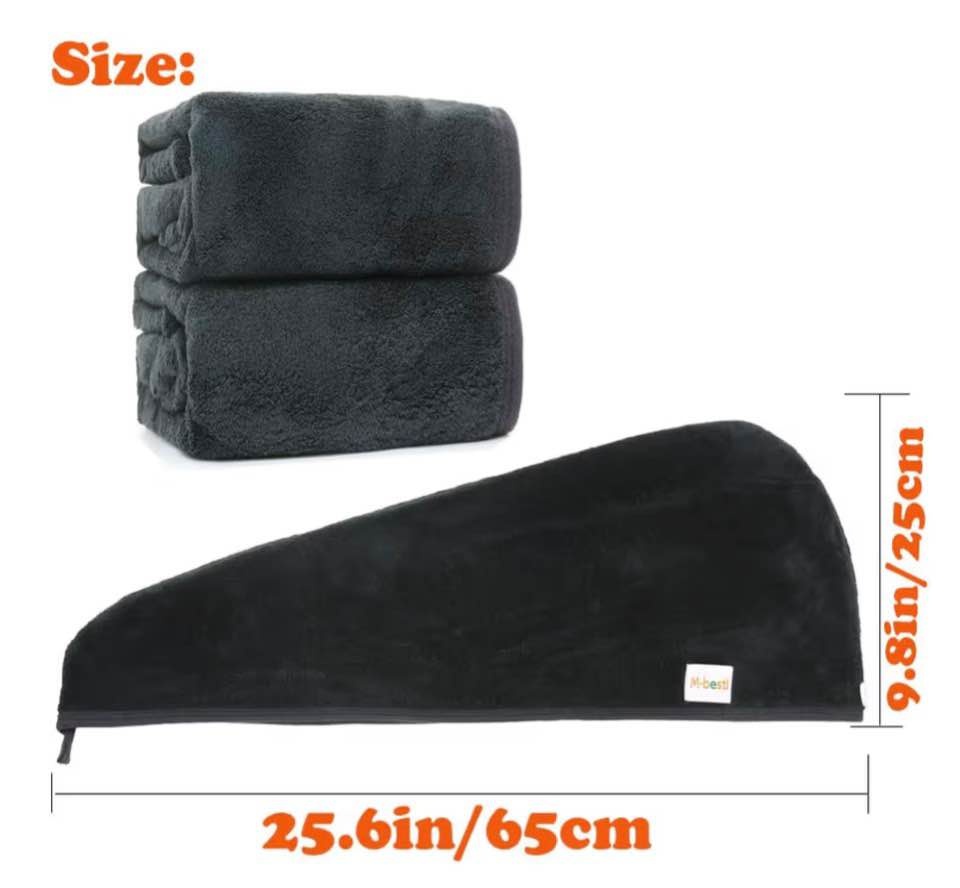 Black Microfiber Hair Towel Wrap - photo 2