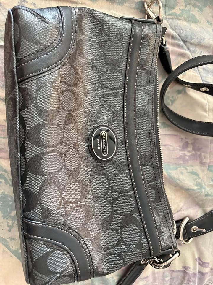 black grey signature C Purse