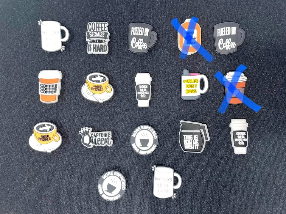 Coffee themed crocs charms/jibbitz