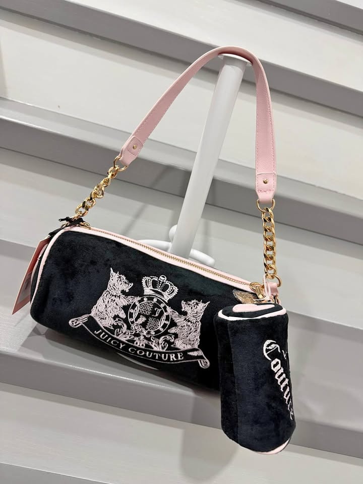 New Juicy Couture Scootie Dogs Barrel Satchel Bag