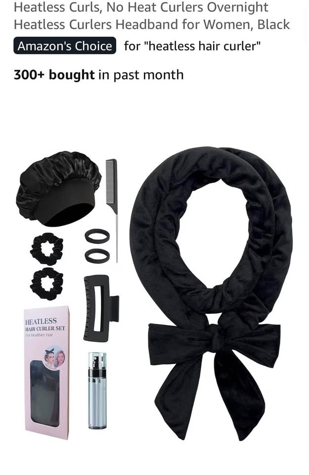 Heatless Hair Curler Set Overnight Curls Black - photo 2