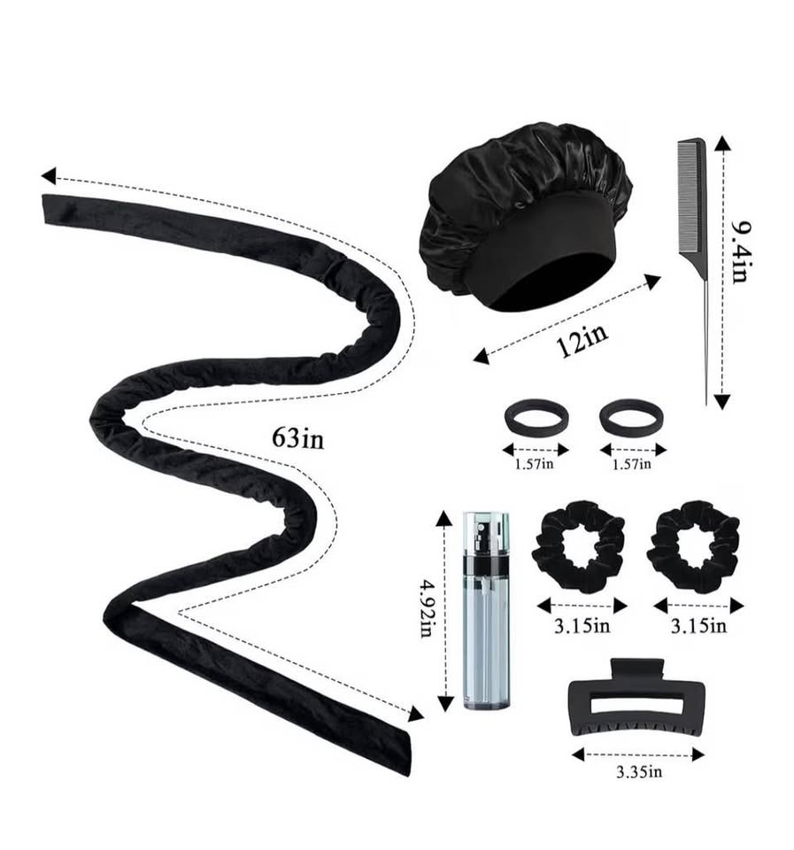 Heatless Hair Curler Set Overnight Curls Black - photo 3