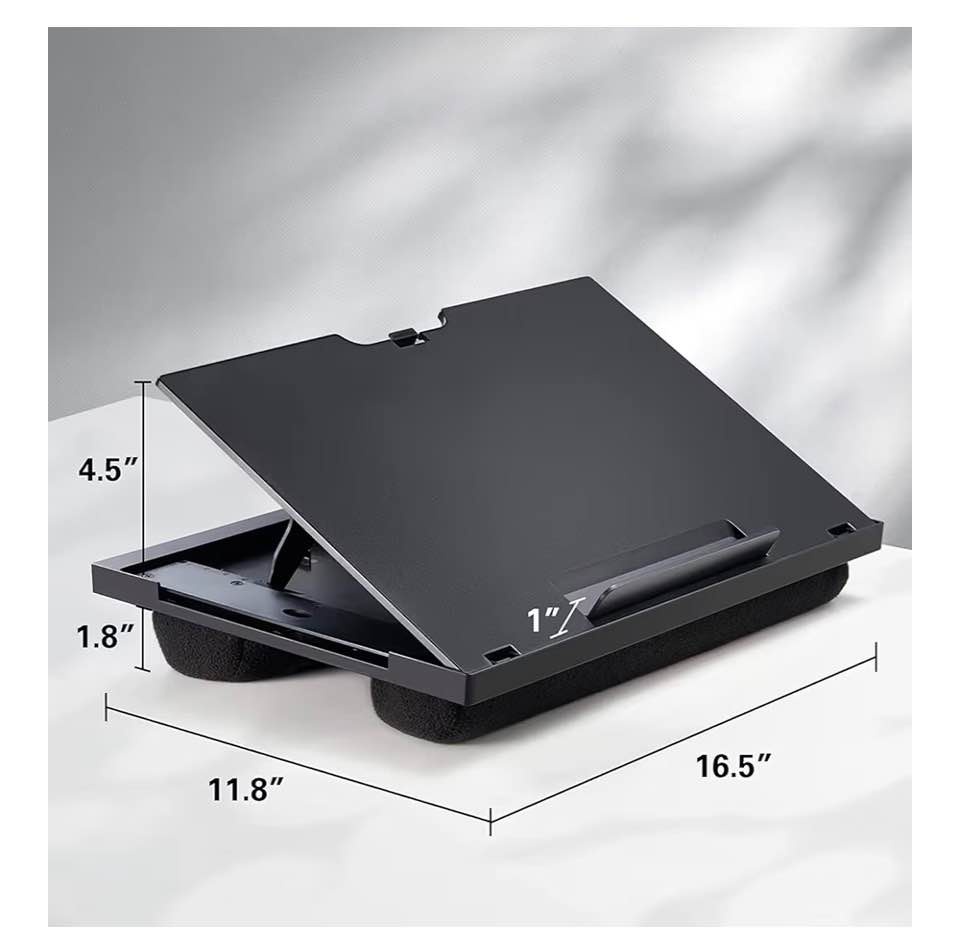 Adjustable Lap Desk Laptop Stand w/ 6 Angles Cushions Mouse Tray - photo 3