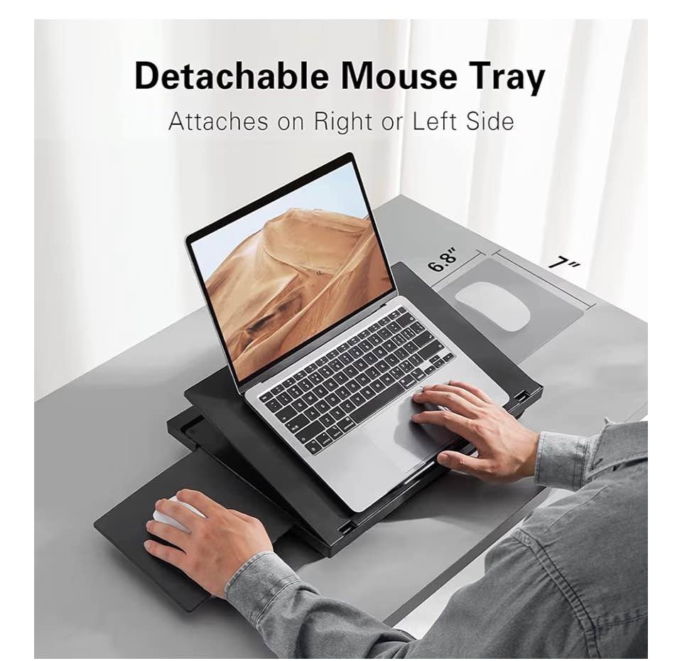 Adjustable Lap Desk Laptop Stand w/ 6 Angles Cushions Mouse Tray - photo 4