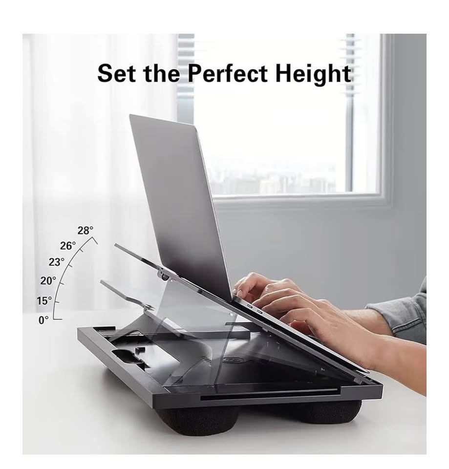 Adjustable Lap Desk Laptop Stand w/ 6 Angles Cushions Mouse Tray - photo 5