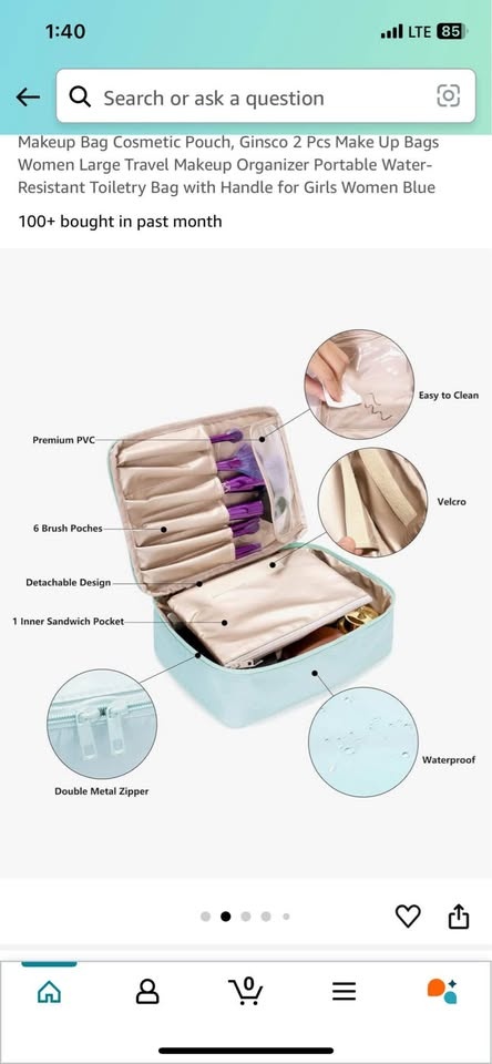 Travel Make up Bag with Inner Pouch - photo 5