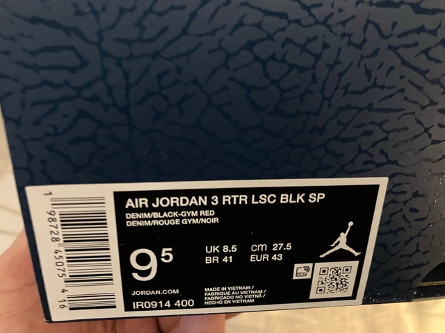 Levi’s x Jordan Retro 3 Black/White Denim 9.5M - photo 3