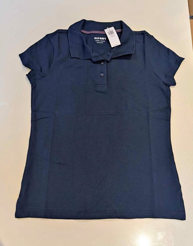 Navy Kids Large School Uniform Polo Shirt