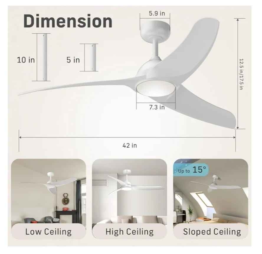 42 inch Low Profile Ceiling Fan with Light and Remote - photo 3