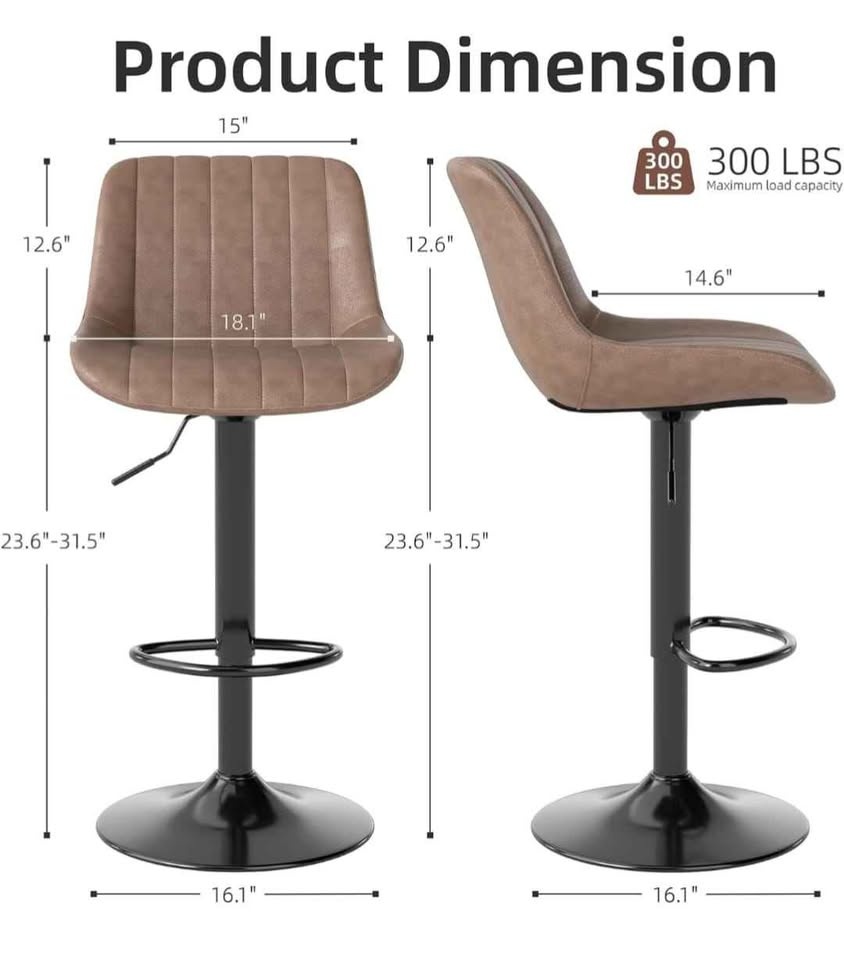 Bar Stools Set of 2, Swivel Counter Height - photo 4