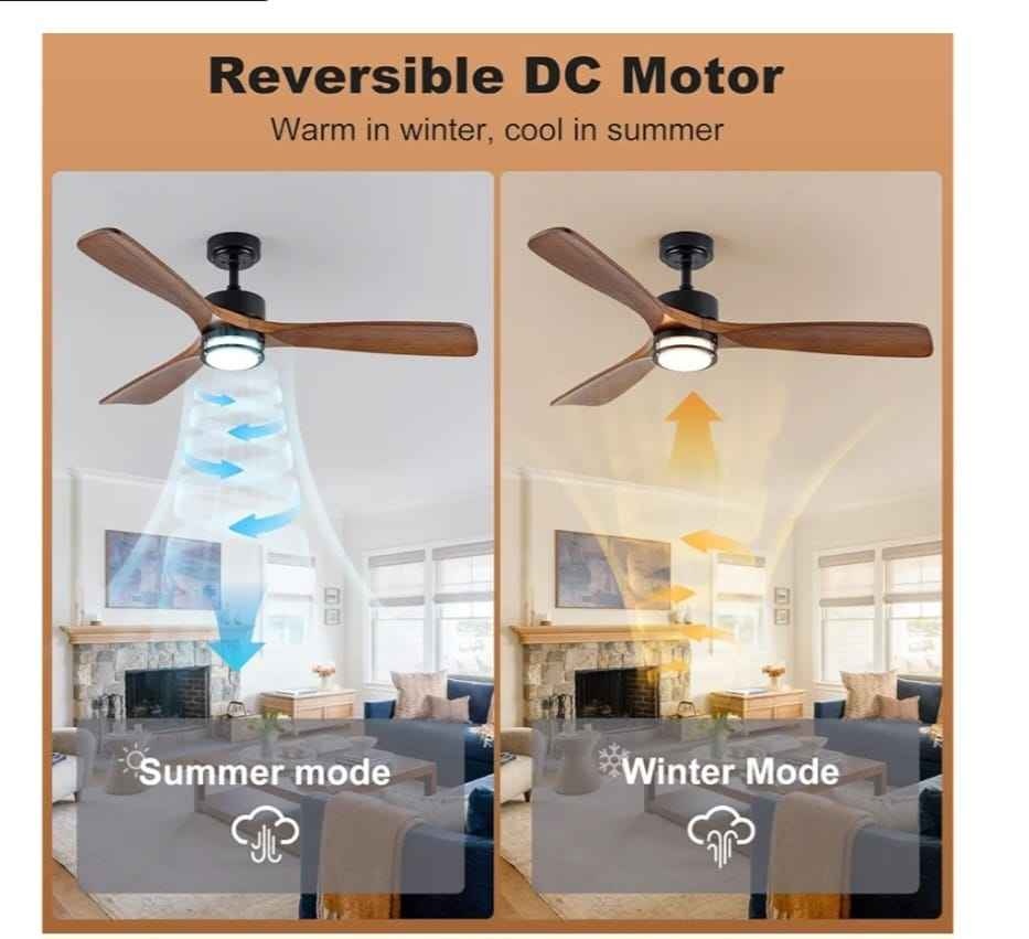 52" Outdoor Ceiling Fan w/ Light, Walnut Wood Blades, Remote - photo 4