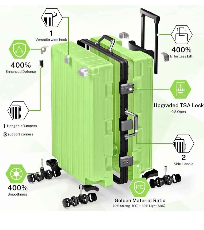 Zipperless Checked Luggage with TSA Lock Spinner Wheels