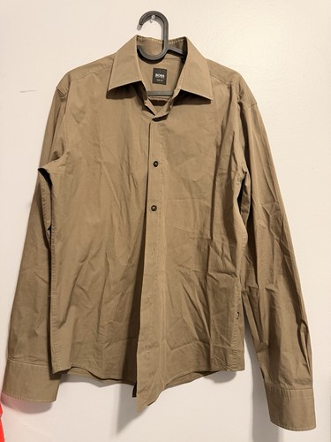 BOSS Hugo Boss Men’s Slim Fit Shirt - Tan Khaki - Long Sleeve M
