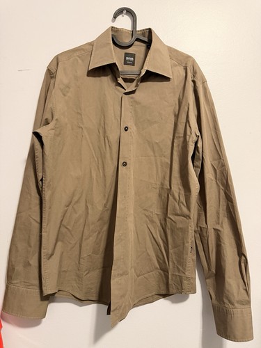 BOSS Hugo Boss Men’s Slim Fit Shirt - Tan Khaki - Long Sleeve M - photo 2