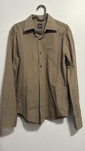 BOSS Hugo Boss Men’s Slim Fit Shirt - Tan Khaki - Long Sleeve M - photo 5