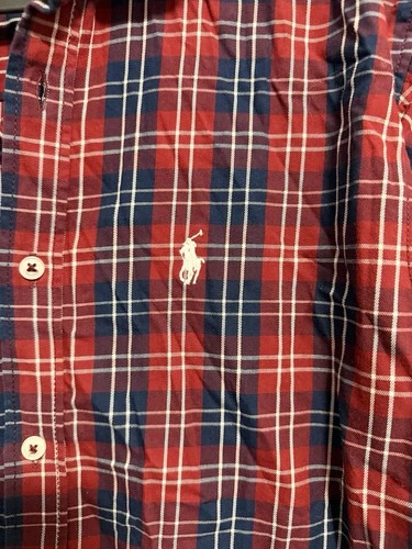 Ralph Lauren Custom Fit Plaid Button Down Shirt Red Blue White M - photo 3