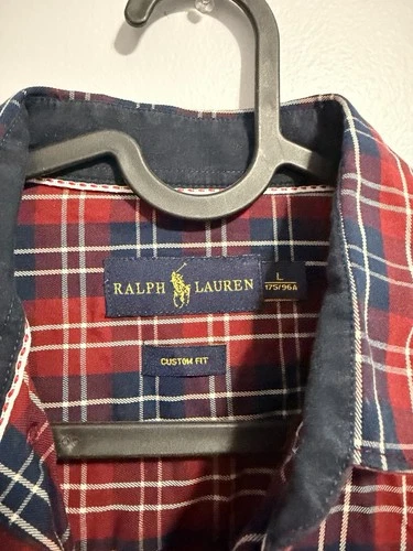 Ralph Lauren Custom Fit Plaid Button Down Shirt Red Blue White M - photo 4