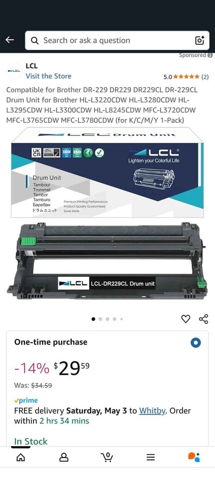 BNIB - (Sealed) LCL Drum Unit Replacement for DR-229CL - photo 5
