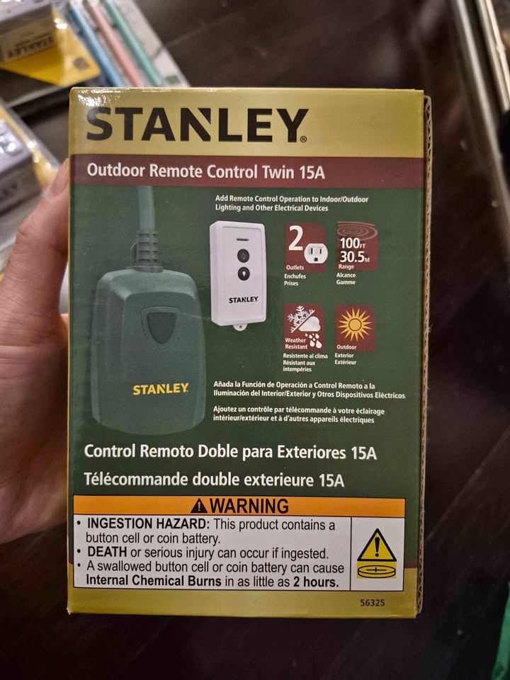 Brand New Stanley Outdoor Remote Control Twin 15A