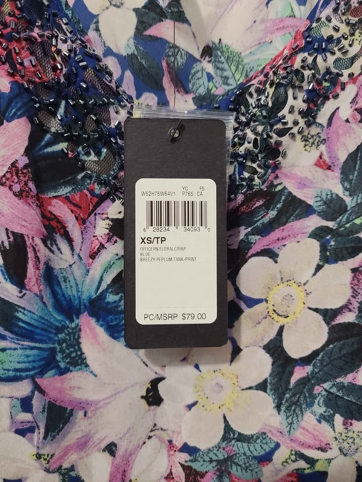 GUESS Floral Peplum Tank Top XS - photo 4