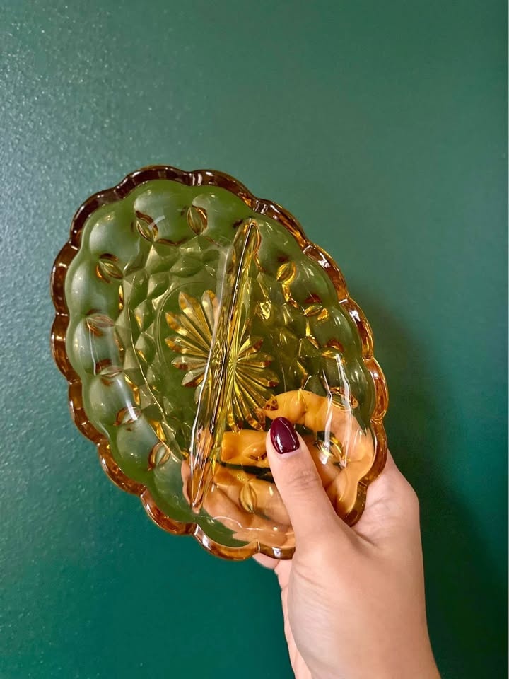 Vintage Amber Glass Catchall/Ash Tray