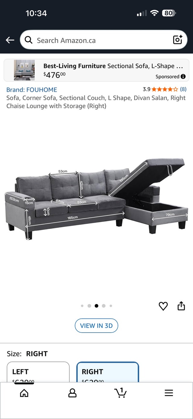 Convertible L Shaped Couch with Storage Reversible Sofa - photo 3