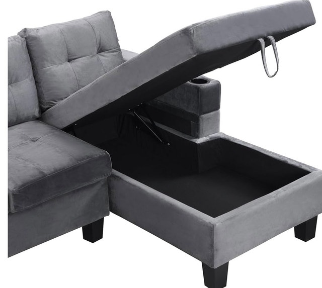 Convertible L Shaped Couch with Storage Reversible Sofa - photo 4