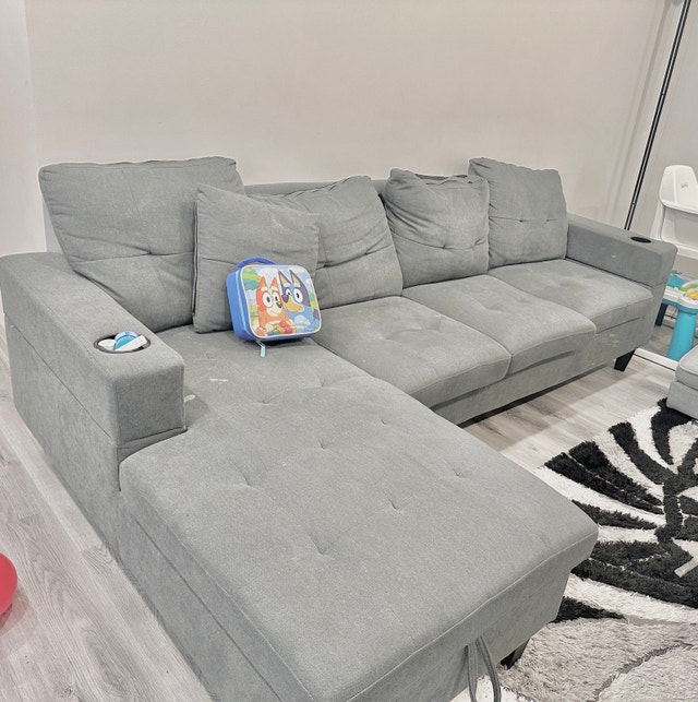 Convertible L Shaped Couch with Storage Reversible Sofa - photo 5