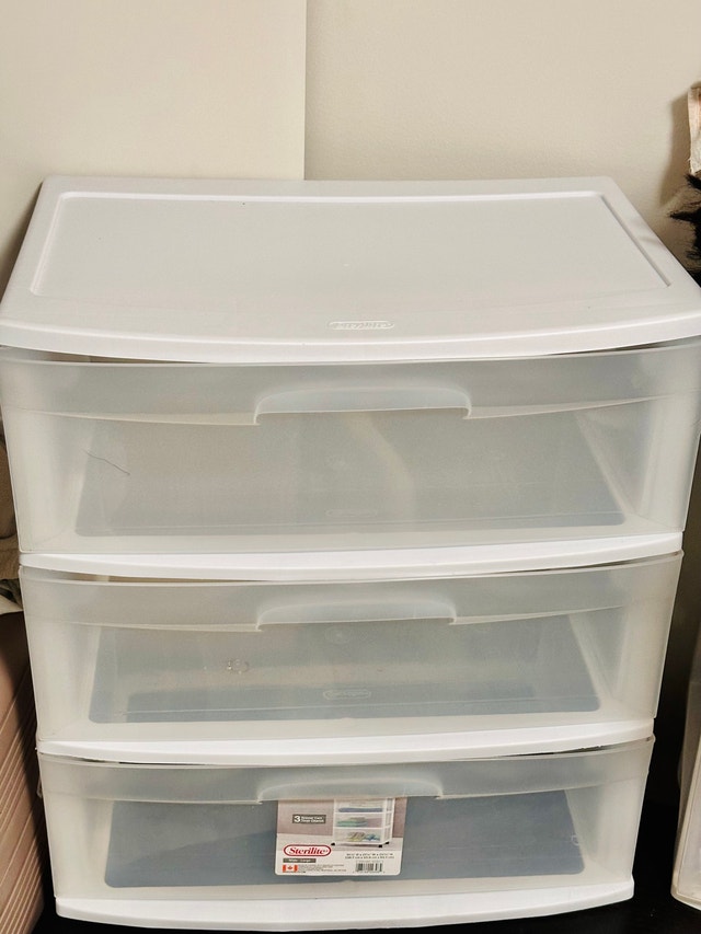Wide 3 Drawer Cart, White Frame with Clear Drawers - photo 2