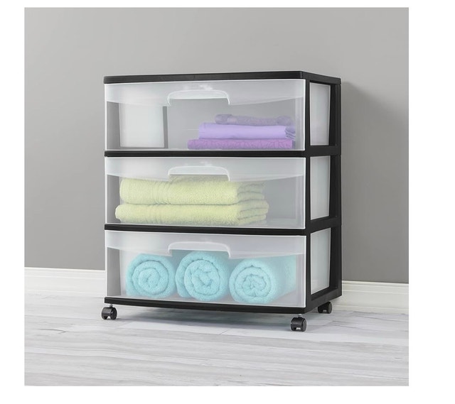 Wide 3 Drawer Cart, White Frame with Clear Drawers - photo 3