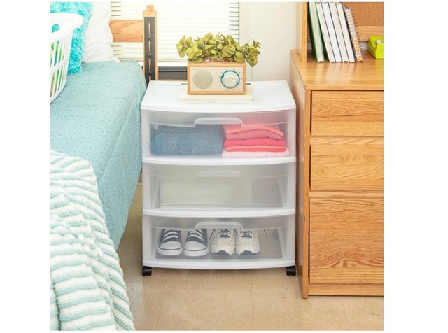 Wide 3 Drawer Cart, White Frame with Clear Drawers - photo 5