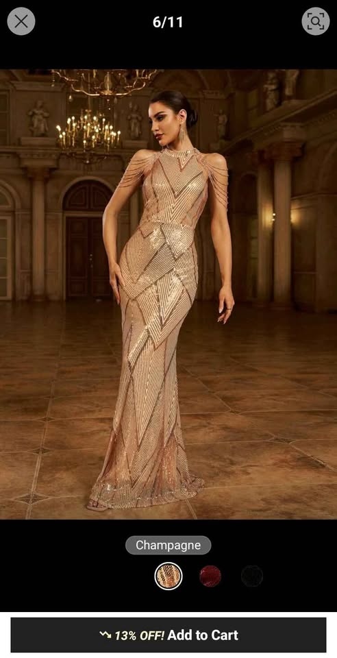 Champagne Sequin Dress - Size L - photo 2