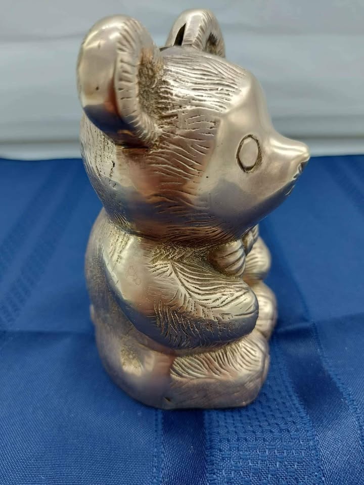 Vintage Brass Teddy Bear Piggy Bank - photo 2