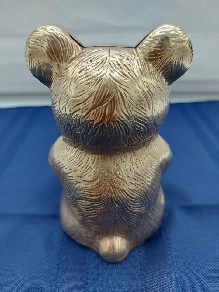 Vintage Brass Teddy Bear Piggy Bank - photo 3